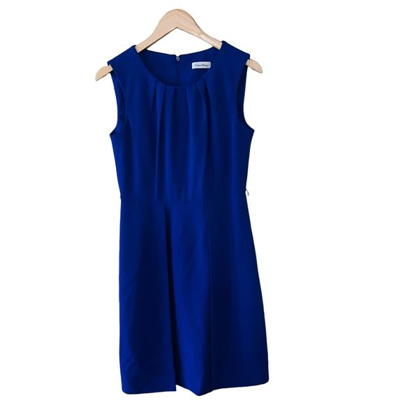 Calvin Klein sleeveless Faux Wrap Sheath Dress Size 4 Blue - Picture 9 of 9